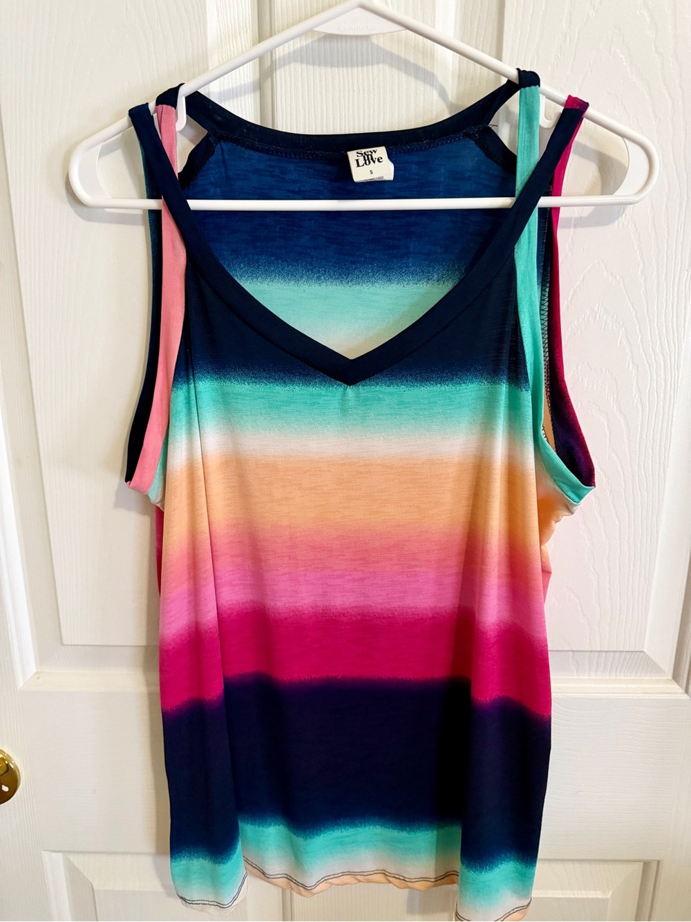 Sew In Love Multicolor Striped Cold-Shoulder Tank